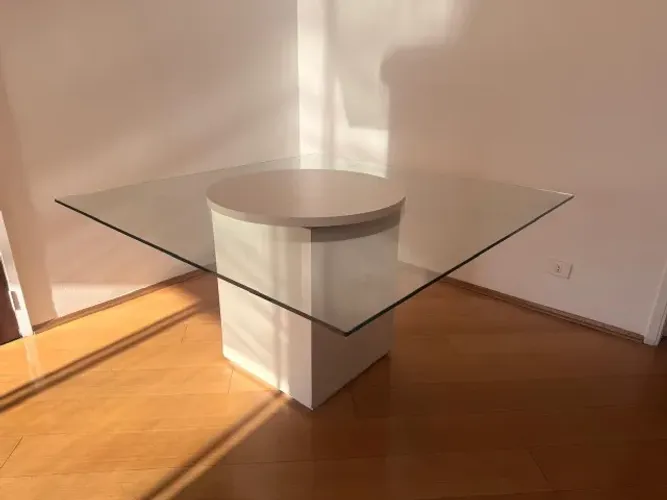 Mesa quadrada de vidro temperado de 5 mm 1,50 m x 1,50 m por 0,80 m de altura
