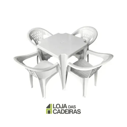 Cadeiras de Plástico Com Braço - Jogo Formosa Branco