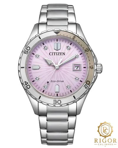 Relógio Feminino Citizen Eco-Drive FE6170-88X: Rosa, Cristais, Aço Inox e Energia Solar