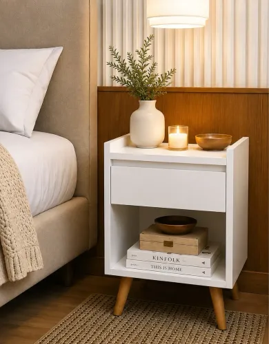 Mesa de Cabeceira Lateral - Criado Reto Cama
