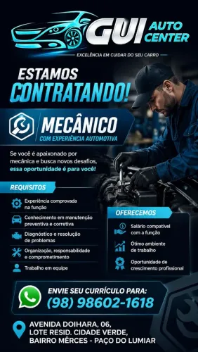 Oportunidade para mecânico 
