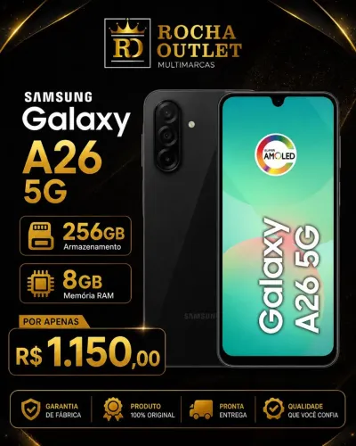 Galaxy A26 5g 256gb 8gb/memória ram R$1,150