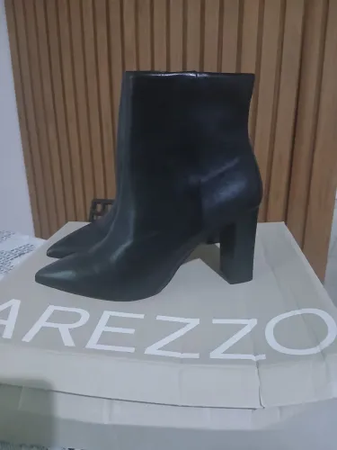 Bota preta de Couro , Salto Bloco 37