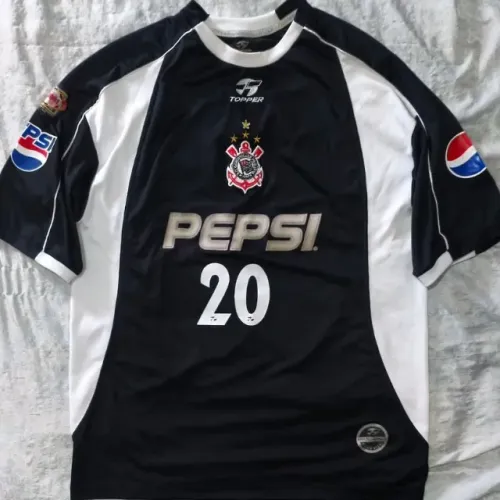 camisa original 2001 2002 corinthians preta tamanho g topper #20