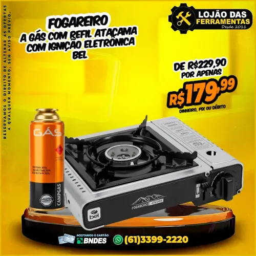Fogareiro Com Refil Atacama Com Ignição Eletrônica Bel