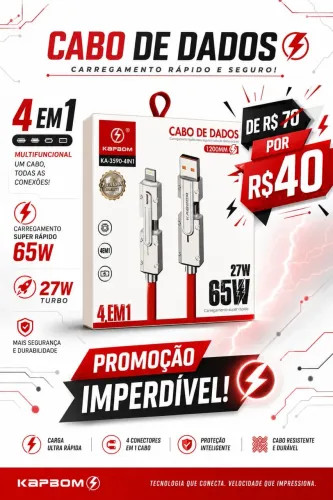 Cabo 4 em 1 para android e iPhone 