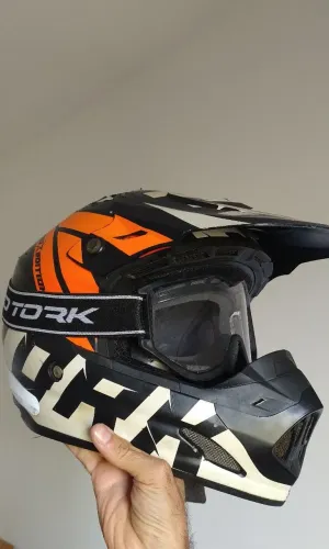 Capacete Cross/Trilha Pro Tork + Óculos Pro Tork 