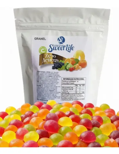 Balas Diet Frutas Tropicais 500g Bala Sem Açúcar Baixa Caloria 