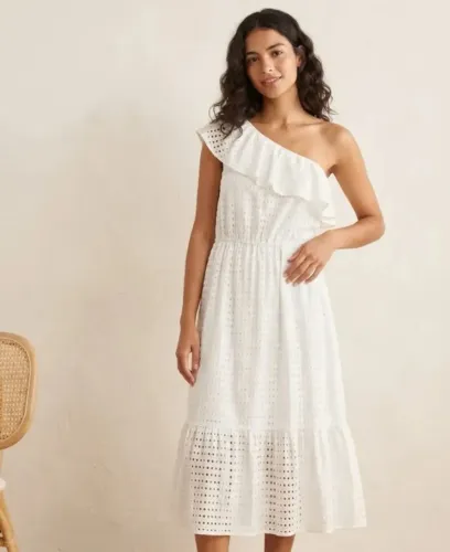 vestido em malha laise off white