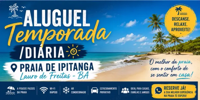 Aluguel Diária ou Temporada Praia de Ipitanga Lauro de Freitas
