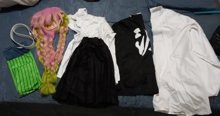 Cosplay Mitsuri Demons Slayer roupa completa com peruca