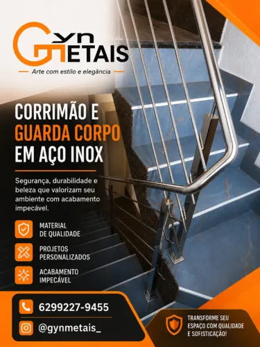 Guarda Corpo e corrimão em Aço Inox Sob Medida é na Gyn Metais