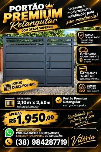 Portões chapa retangular, trapézio, ondulada