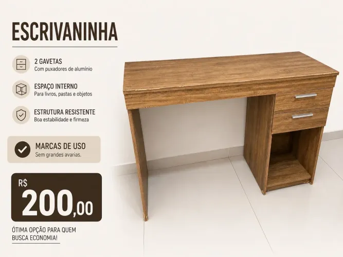 Escrivaninha/Mesa de estudos com 2 gavetas