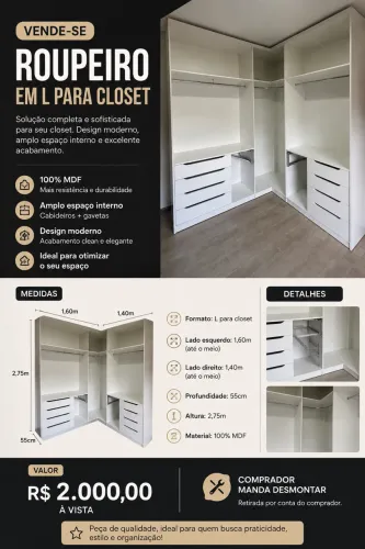 Roupeiro Closet em L