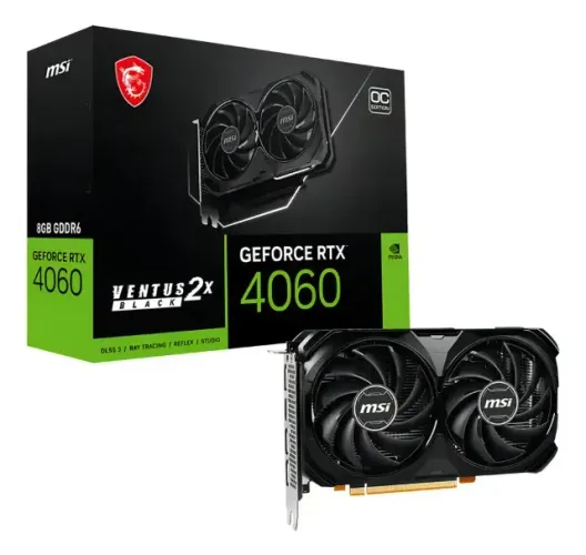 Placa de Video MSI GeForce RTX 4060 Ventus 2X Black OC, 8GB, GDDR6