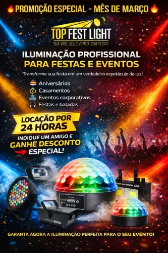 Iluminação profissional e jogos de luz para festas 