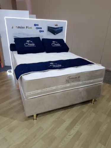 Cama Box casal Jasmin Plus, base + colchão com molas ensacadas - Entrega imediata;