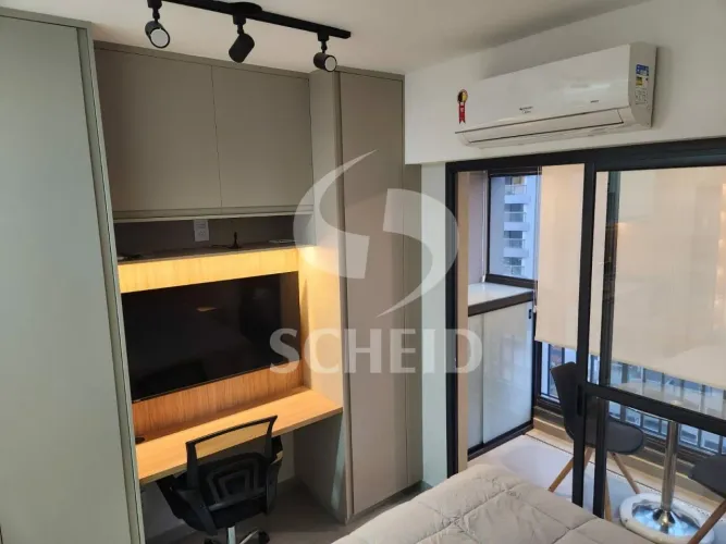 Locação no Brooklin, Studio 25m², mobiliado, ar condicionado!!!
