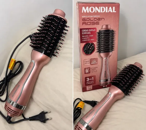 ESCOVA SECADORA MONDIAL ROSÊ - NÃO É ROTATIVA