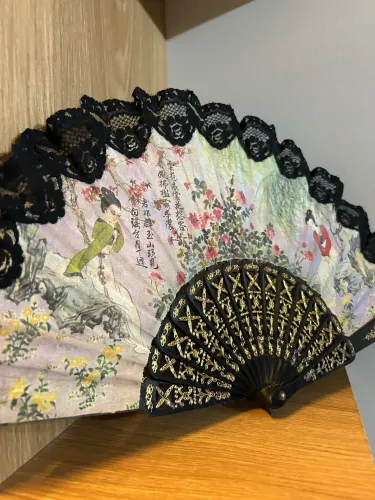 Antigo leque oriental 40 cm