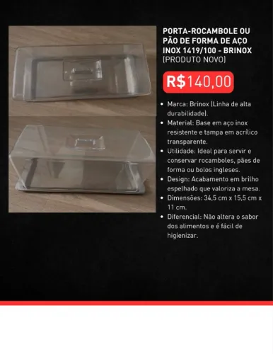 PORTA ROCAMBOLE OU PÃO DE FORMA