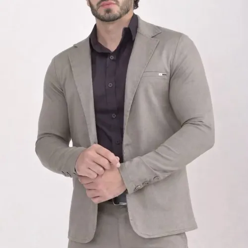 Blazer Masculino Slim Alfaiataria Sarja Acetinada Elastano Esporte Fino Premium
