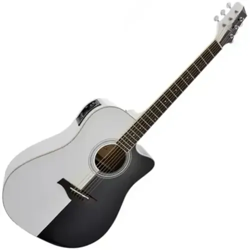 Violão Elétrico J.WHITE Anat. Folk AH-D01EQ - Preto e Branco - Phx