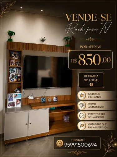 Vende-se rack para TV até 55 polegadas, com rodinhas bem conservado.