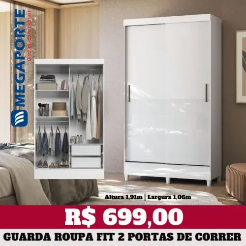 Guarda Roupa 2 Portas de Correr 2 Gavetas (Novo) Entrega Grátis! 