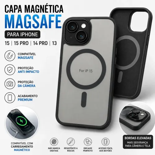 Capa Magnética MagSafe para iPhone 15 - Preta (Premium)
