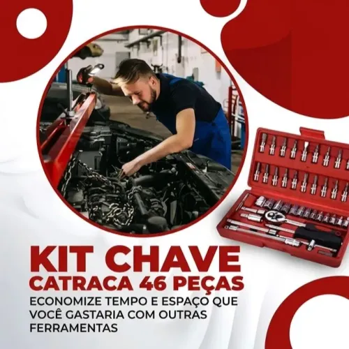 Kit chave catraca 46 peças 
