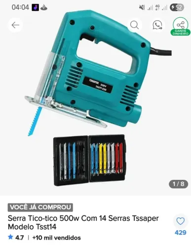 Tico tico elétrico, so foi usado uma vez pra teste, completo na caixa com documentada