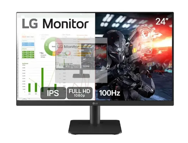 Monitor Gamer LG 24" Full HD, 100Hz, IPS, 5ms, HDMI, Ajuste de Inclinação, Preto - 24MS500