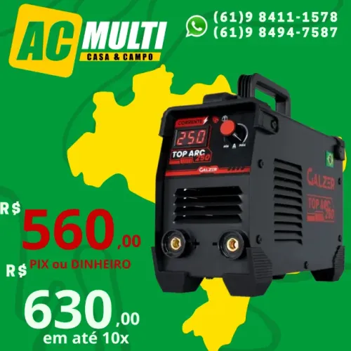 Inversora de Solda TOP.ARC 250 Amp Galzer