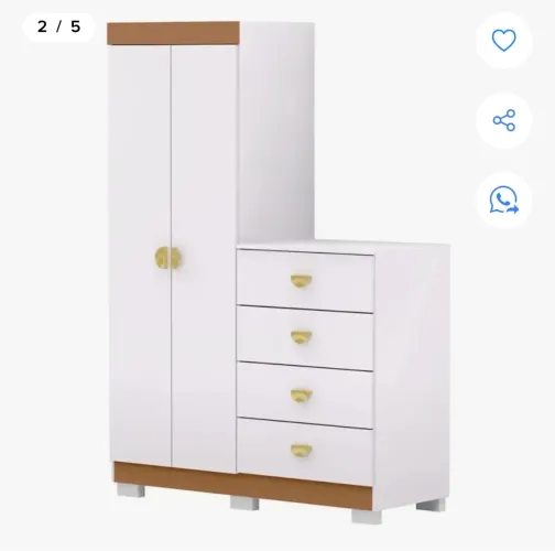 Cômoda e roupeiro infantil branco