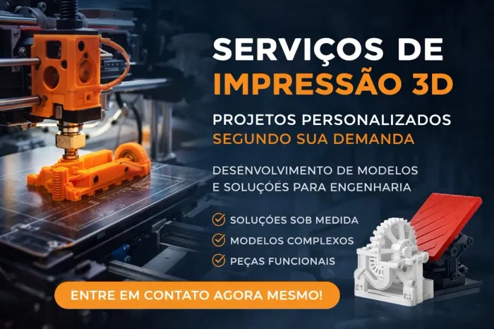 Impressão 3D Profissional, peças sob medida, modelagem e projetos personalizados
