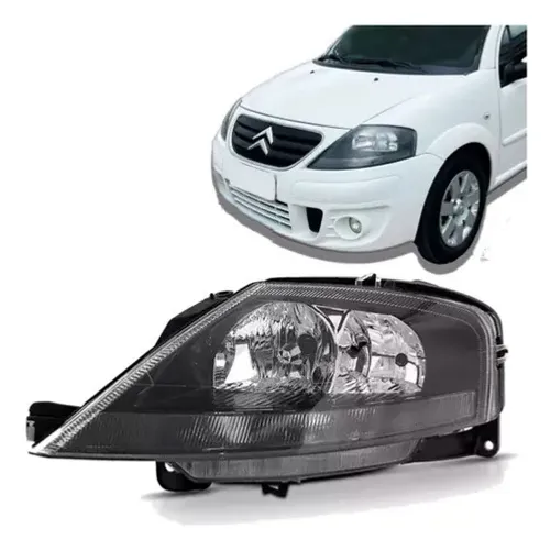 Farol Dianteiro Esquerdo Citroen C3 2003 2012 Mascara Negra