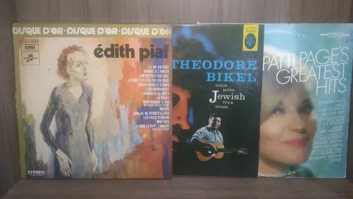 Combo 3 Discos Lps Vinil Importados: Edith Piaf, Theodore Bikel, Patti Page