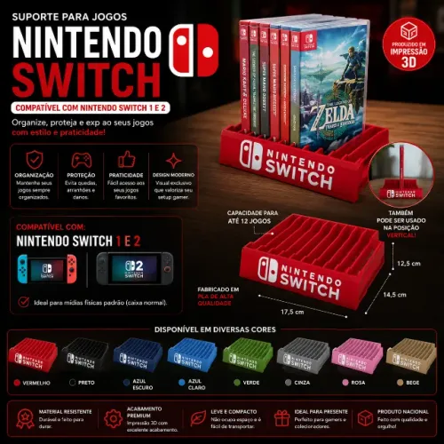 Suporte para Jogos Nintendo Switch 1 e 2