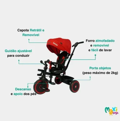 Triciclo infantil com pedal! Usado poucas vezes. Possui proteção para dias ensolarados!