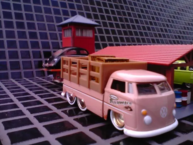 MINIATURA VW KOMBI TRUCADA STAKE BED - ESCALA 1/64 - JADA TOYS.