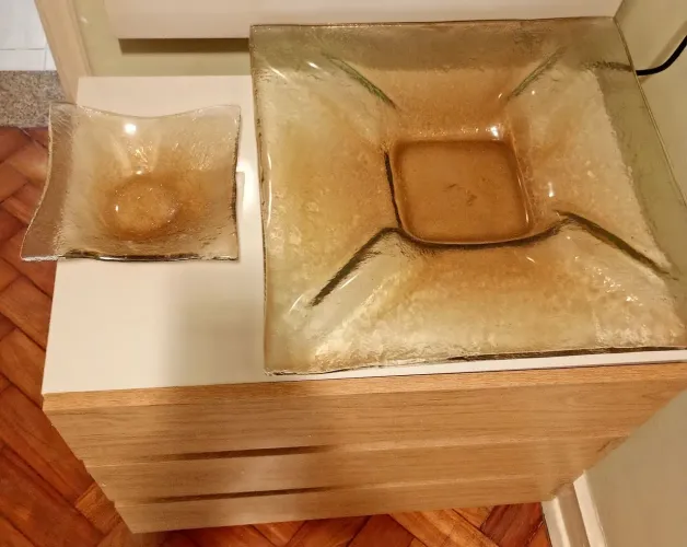 Conjunto Centro de Mesa em Vidro Âmbar - 2 Peças - Decorativo