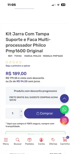 JARRA E FACA ORIGINAIS MULTIPROCESSADOR PHILCO Pmp 1600