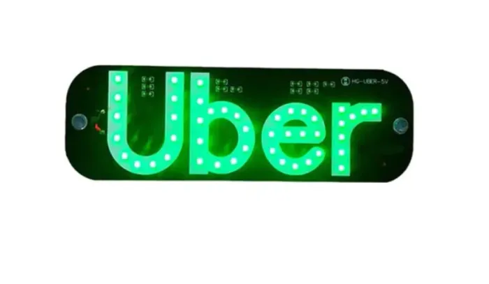 Placa UBER Para Carro Led Letreiro Motorista De Aplicativo Verde