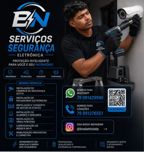 Instalação de Câmeras, CFTV, Alarmes, Fechaduras Eletrônicas e Motor de Portão em Aracaju