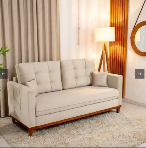 Sofá Califórnia Elegance 3 Lugares Veludo Bege