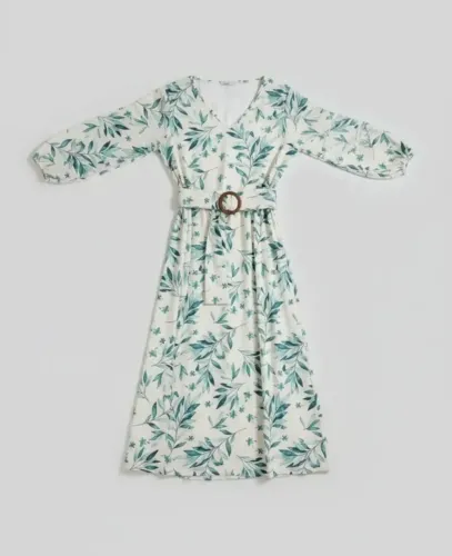 vestido midi estampado folhas m