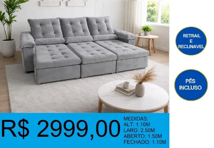 SOFA - 3 LUGARES - RETRAIL E RECLINAVEL= RECELAMOS EM ATE 12X SEM JUROS - RECEBA EM 72H