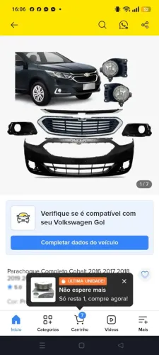 Parachoque do Cobalt 2017